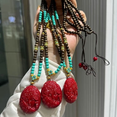 正品深海瑰宝有机石扎基拉姆毛衣链女财神项链吊坠百搭款节日礼物