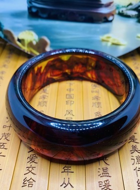 爆款正品血丝药珀手镯女款纯天然时尚贵妃轮胎民族风加宽加厚礼盒