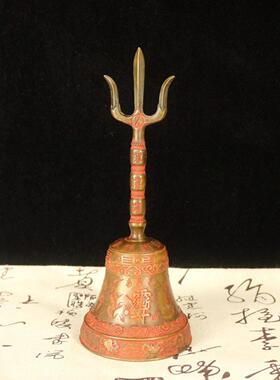 黄公铜八宝手摇铃HAG铛摆件复鎏古金新中式居办室装饰工艺家礼品