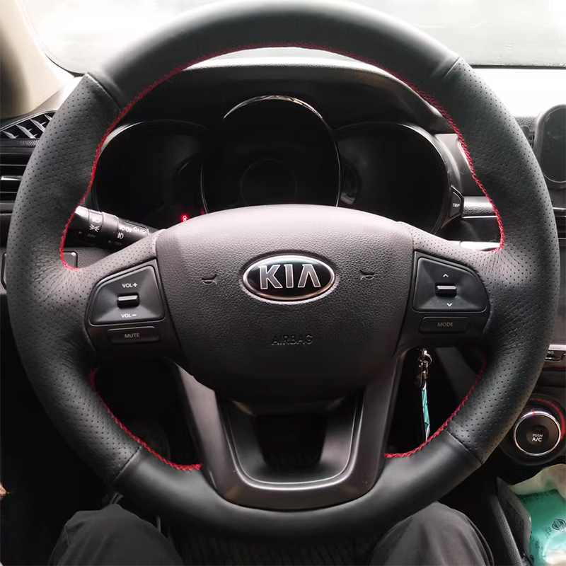 适用于11-12款起亚K2方向盘套真皮手缝把套专车专用全包款内饰 - 图1