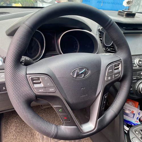 适用于13-15-17款现代新胜达方向盘套真皮格越把套专用手缝全包款 - 图2