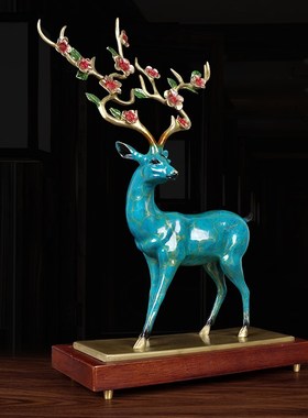 速发新中式彩铜摆件一对视居客厅品家柜乔迁礼电会客厅高档装饰