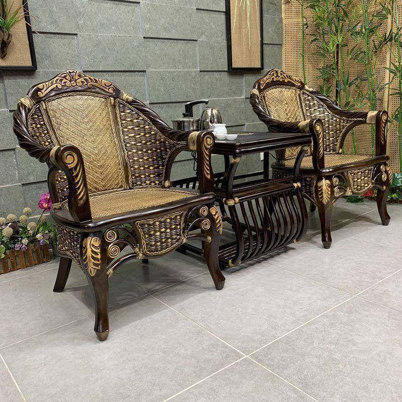 编新复古中式藤椅三件套款阳台天然真藤休靠背QFG椅子阳台闲藤椅,淘宝优惠券,粉丝福利购,淘宝优惠卷