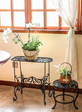 式轻铸奢铁铁艺落地式花装饰摆架件花园欧杂货古典花纹花盆t$*&hl