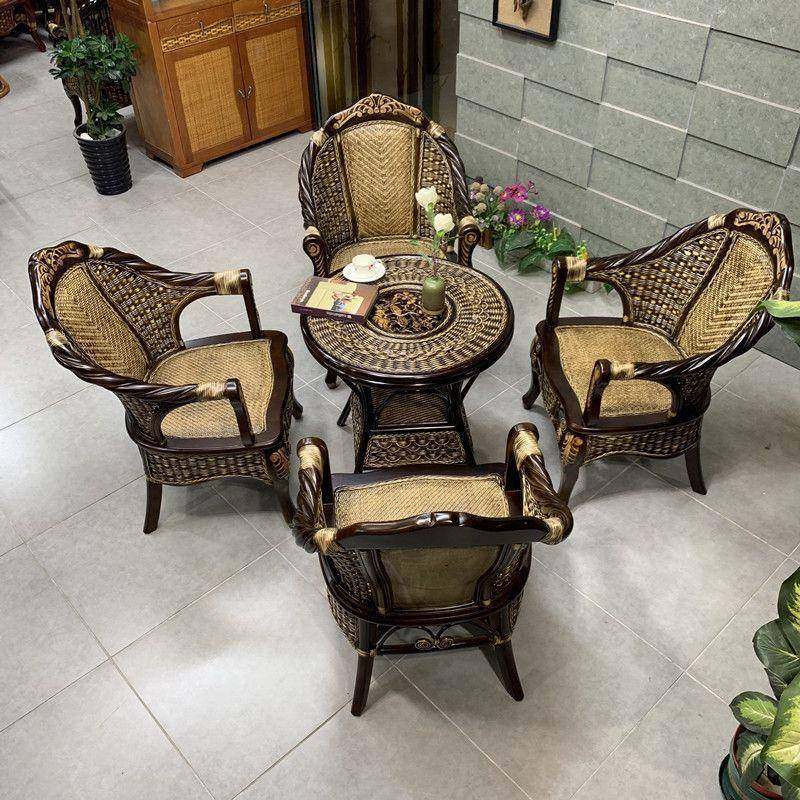 编新复古中式藤椅三件套款阳台天然真藤休靠背QFG椅子阳台闲藤椅,淘宝优惠券,粉丝福利购,淘宝优惠卷