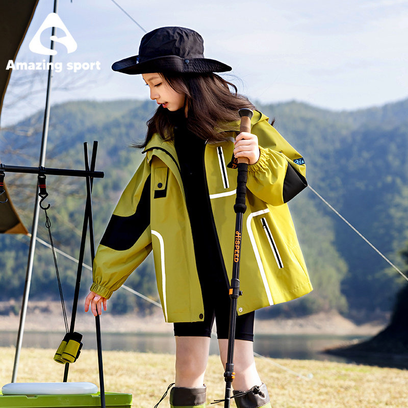 奇动【雨舞者Pro】男女童防水冲锋衣春秋外套户外运动儿童登山服,淘宝优惠券,粉丝福利购,淘宝优惠卷