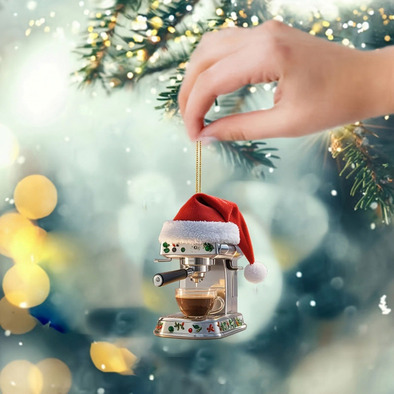 圣诞节亚克力咖啡机挂件挂饰礼品送闺蜜礼物车载装饰节日装扮用品,淘宝优惠券,粉丝福利购,淘宝优惠卷
