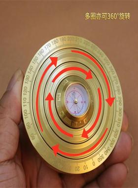 新型中指风黄铜指南针国多层旋转指南针旋桌面装饰ERB摆件杏素八