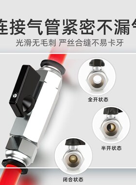 气动迷你小球阀开关直通阀门内外丝快插快拧宝塔黄铜配件2/3/4分