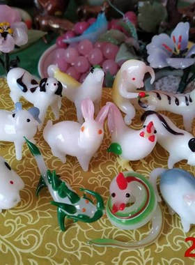 年代北京非遗纯手工十二生肖料器老琉璃十二生肖小怀旧