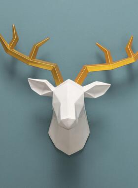 麋鹿头挂壁挂饰ins风方块鹿头墙面饰品树脂摆件鹿头工艺饰品