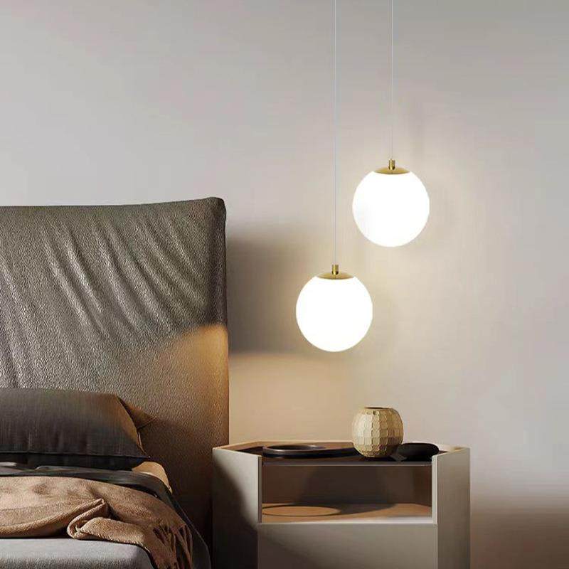 北欧卧室床头吊灯现代简约客厅背景墙双头玻璃圆球创意个性吊线灯,淘宝优惠券,粉丝福利购,淘宝优惠卷
