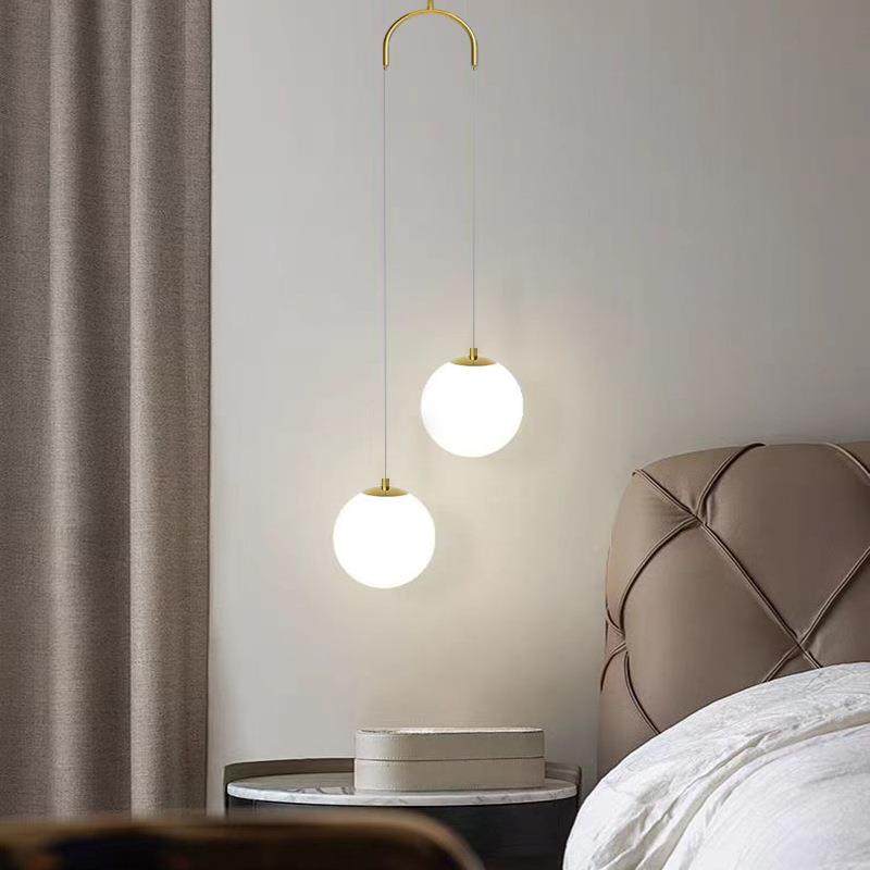 北欧卧室床头吊灯现代简约客厅背景墙双头玻璃圆球创意个性吊线灯,淘宝优惠券,粉丝福利购,淘宝优惠卷
