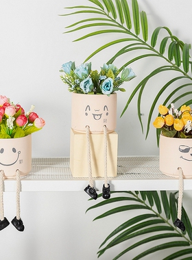 速发吊小娃娃插花花绿植盆栽客厅桌面装饰脚摆家创意件居饰品