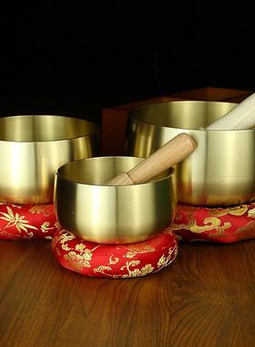 台湾颂钵家用佛音钵铜罄黄铜磬法器响铜钵盂静心乐器冥想钵瑜伽钵