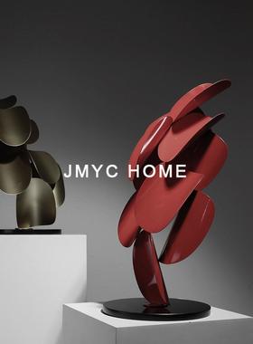 轻奢抽象金属艺术大摆件高档样板间展示柜办公室客厅玄关落地装饰