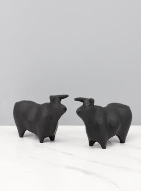 欧式创意简约动物牛铸铁摆件办公室客厅卧室玄关茶几书房家居饰品