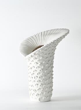 现代极简约几何花瓶棕榈树摆件简约意式极简样板房间客厅装饰品