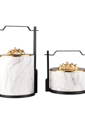 酒店样板间轻奢新中式摆件高档提篮盒装饰品酒店别墅展柜软装布置