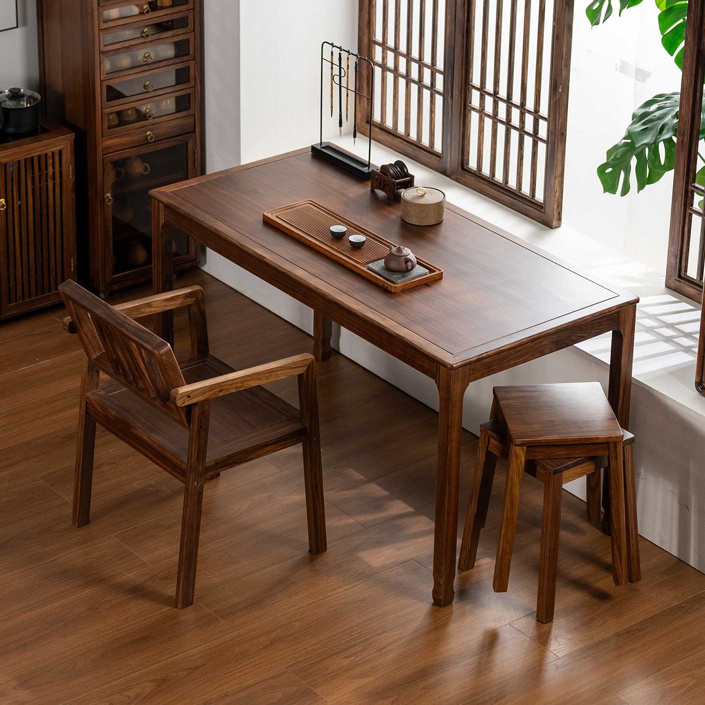 非洲乌金木茶桌椅组合实木泡茶桌小户型家用原木茶台办公桌写字桌,淘宝优惠券,粉丝福利购,淘宝优惠卷