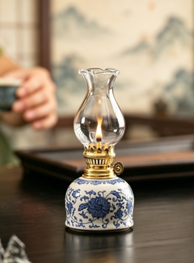 茶室禅意老式陶瓷酥油灯
