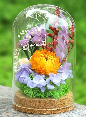 速发永生花玻璃罩装饰摆件干花材料包儿童教师节手工团建沙龙活动