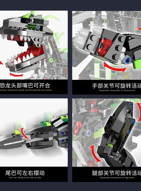 侏罗纪恐龙玩具乐高积木编程机器人拼装霸王龙六一儿童节礼物男孩