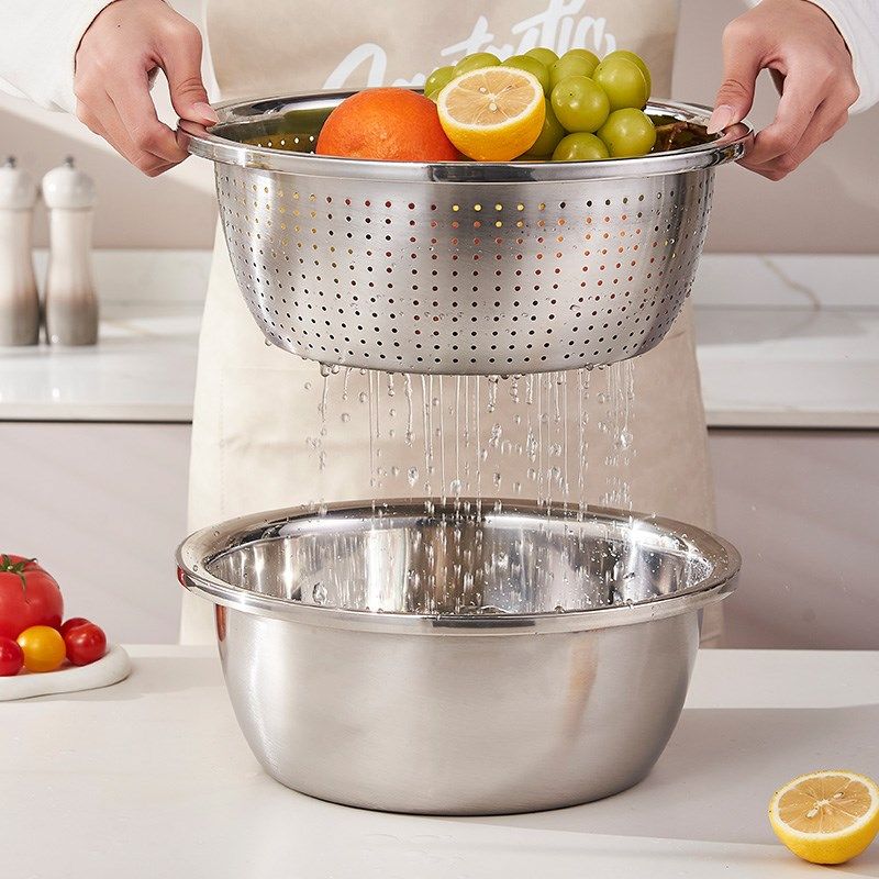 加厚不锈钢沥水篮洗菜盆打蛋盆漏盆食品级厨O房家用不锈钢盆和面,淘宝优惠券,粉丝福利购,淘宝优惠卷
