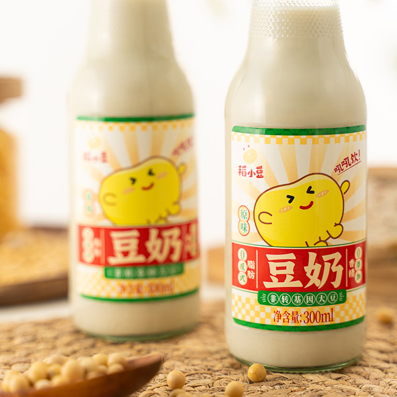 稻小豆原味豆奶植物蛋白饮料瓶装全豆鲜榨无豆腥味饮品300ml*4瓶,淘宝优惠券,粉丝福利购,淘宝优惠卷