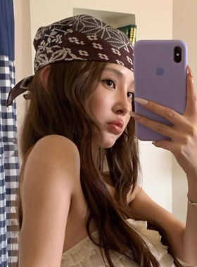 美式复古印花头巾女2026年包头巾