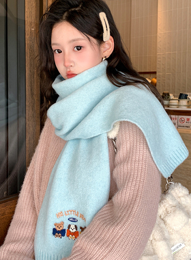 红色围巾女款2026新款冬季针织