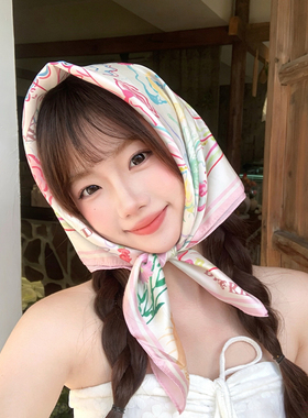 田园蝴蝶花头巾，显脸小一巾多戴