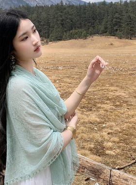 薄荷绿色防晒披肩女外搭2026新款