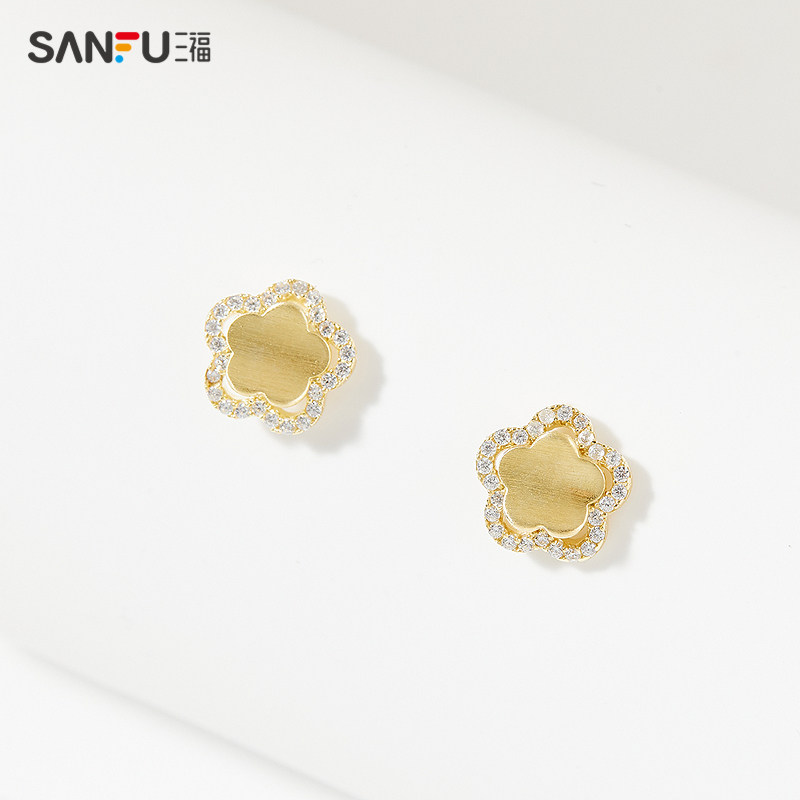 三福925银休闲拉丝耳钉一对 时尚小众通勤首饰配饰耳环839667,淘宝优惠券,粉丝福利购,淘宝优惠卷