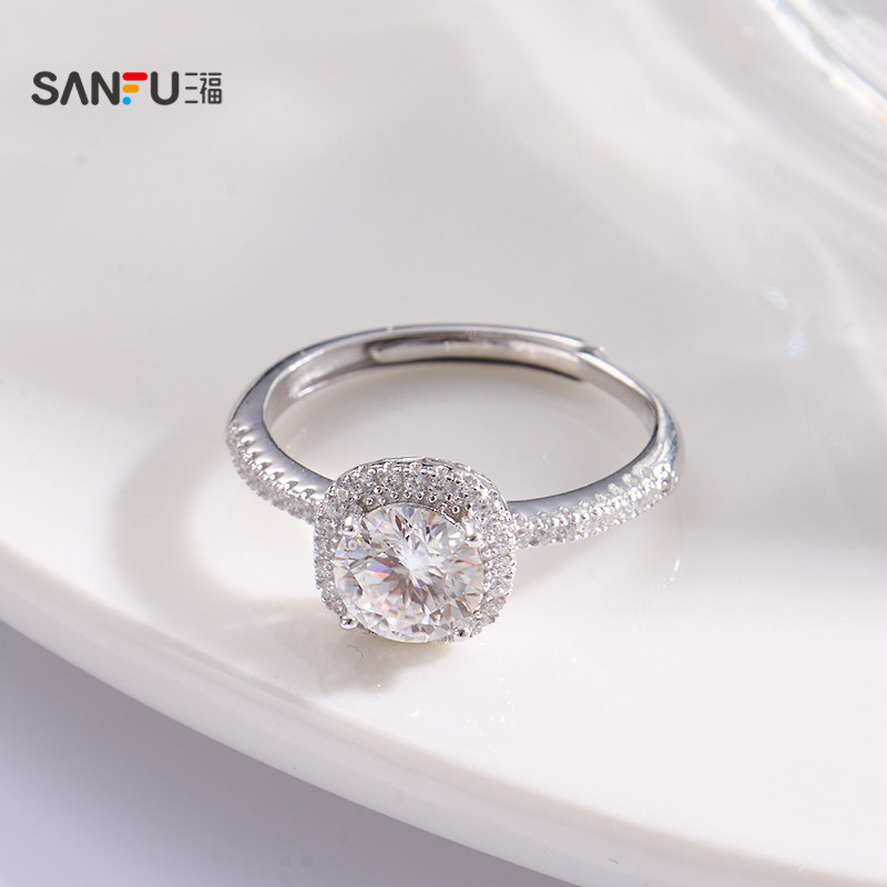 Sanfu 925 Silver Moon Flower Ring Single Simple Elegant Jewelry Accessories Ring Hand Jewelry 852994