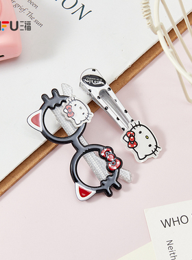 三福Hello Kitty官方正版授权可爱波点混搭鸭夹发夹配饰860024