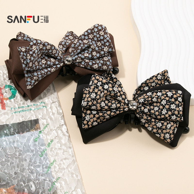 三福碎花褶皱马尾夹单个 浪漫优雅发饰配饰发夹头饰夹子853085,淘宝优惠券,粉丝福利购,淘宝优惠卷