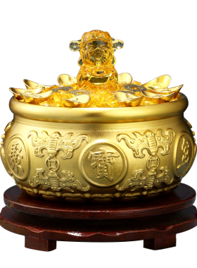 热销聚宝盆摆件实心纯铜纯黄铜结婚中式客厅家居办公室店铺黄铜米