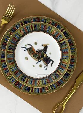 厂家直骨厅销碎花马图系列瓷西餐家盘Z-531851餐具用餐牛排装甜品