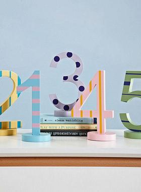 12345数摆件家居装饰品字客厅卡童通创板意儿房卧TBN室书房桌面样