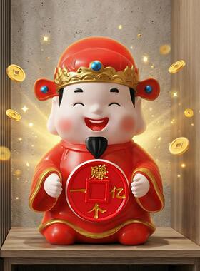 招创财乔意摆件财神存钱罐储蓄罐玄关桌面收CX786银台装饰迁开业