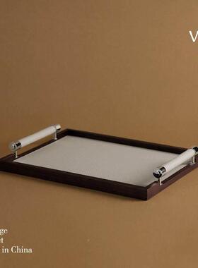 梵质其轻奢高级胡XFP感桃木皮纸巾盒托盘客摆件家居厅餐厅桌面抽