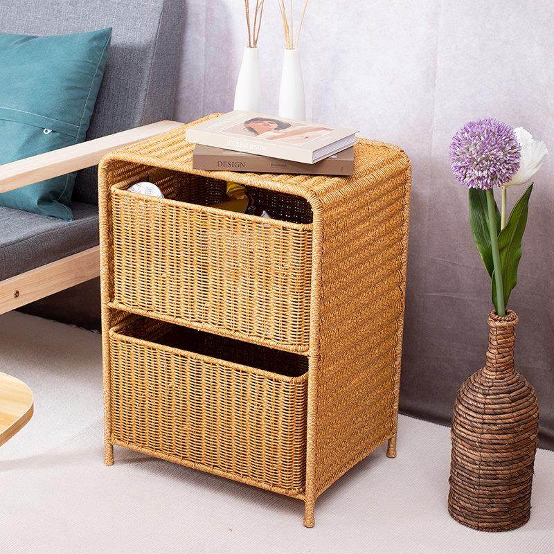 桂味源抽屉式床头柜卧室塑料编织整装置物收纳柜家用储物床边柜,淘宝优惠券,粉丝福利购,淘宝优惠卷