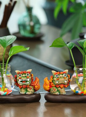 速发国潮可爱小狮子家居摆件创意招财进装风狮爷茶桌办桌公面工位