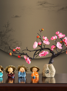 速发中式禅意佛艺小件尚沙弥摆和家居装饰品工系品客厅书房卧室摆