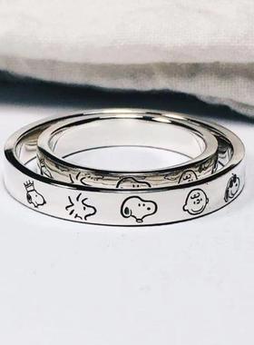 1182 史努比戒指指环情侣对戒轻奢个性时尚潮流520礼物高级感轻