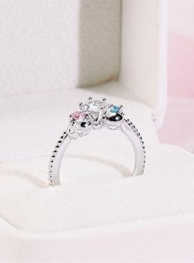 莫桑钻系列-双子星单钻戒指女可爱卡通周边指环