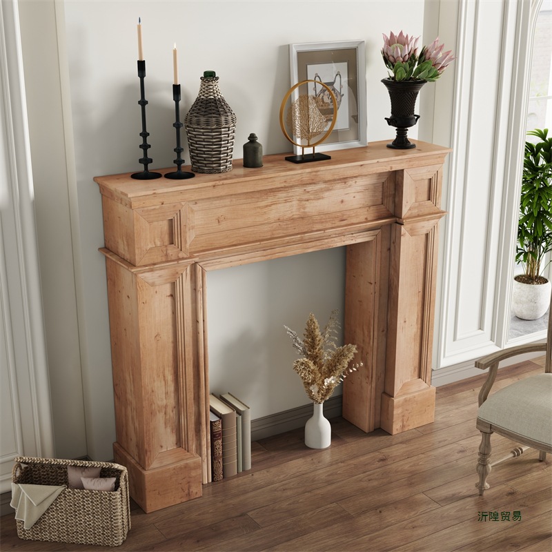 美式实木复古民宿壁炉装饰柜法式欧式简约壁炉架置物婚礼摄影道具 - 图2