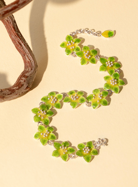 足银999非遗花丝珐琅花朵手链女