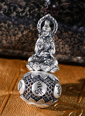 蛇年生肖本命佛吊坠纯银复古个性